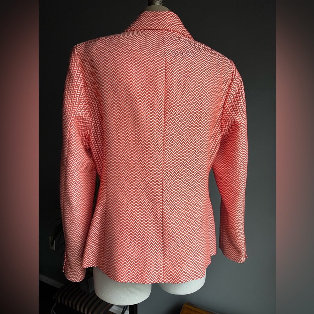 Women's Orange and White Chevron Blazer Double Breasted Blazer Jacket Size 1X - Picture 5 of 7
